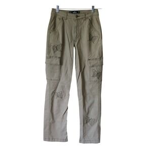 Hollister Ultra High-Rise Dad Pants Olive‎ Green Butterfly Cargo 2R W26R